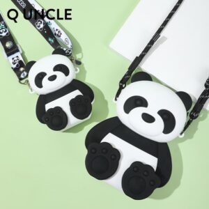 Q UNCLE 立體坐姿熊貓矽膠防水收納包|單肩包|斜背包