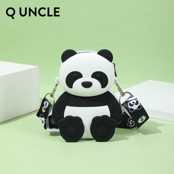 Ｑ UNCLE 立體坐姿熊貓矽膠防水收納包|單肩包｜斜背包