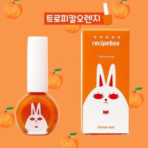萬聖節優惠-韓國 recipebox 韓兔可撕式水性兒童指甲油-熱帶橘